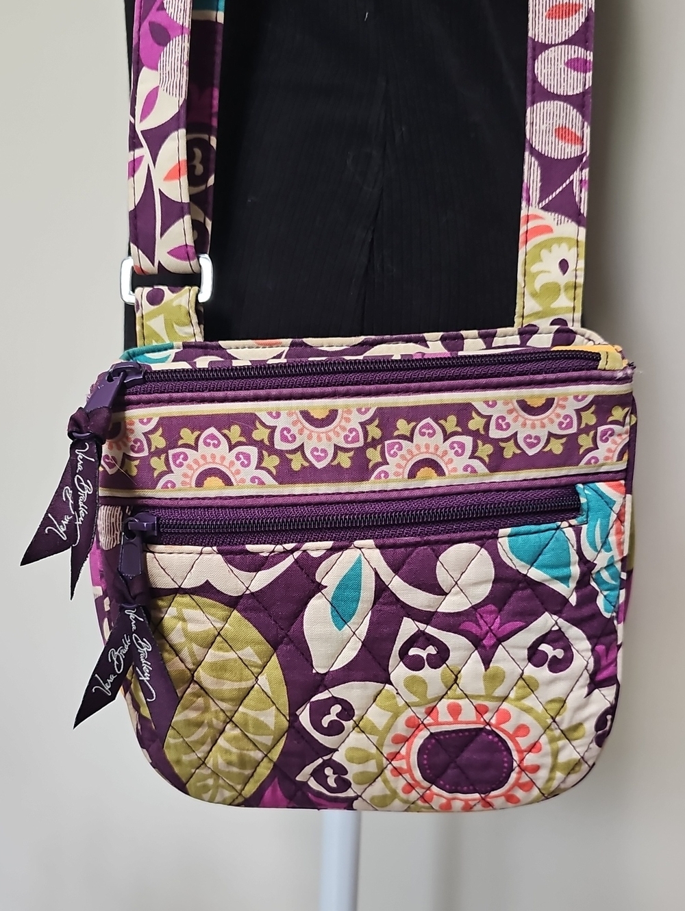 Vera Bradley Purple Quilted Floral Crossbody with Multicolor Accents